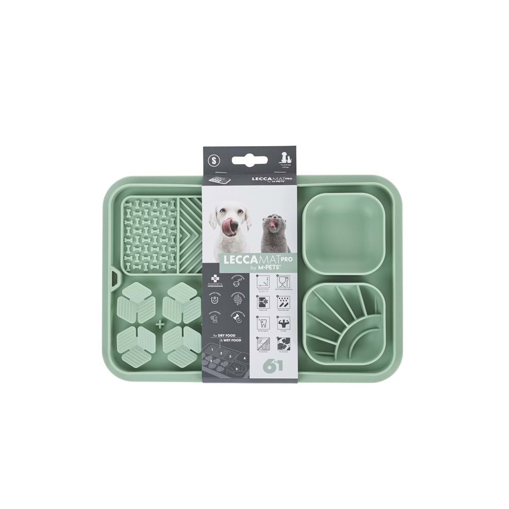 60568903 M-PETS LECCA PRO 6İN1 YAVAŞ BESLENME VE YALAMA MATI GREEN (S)