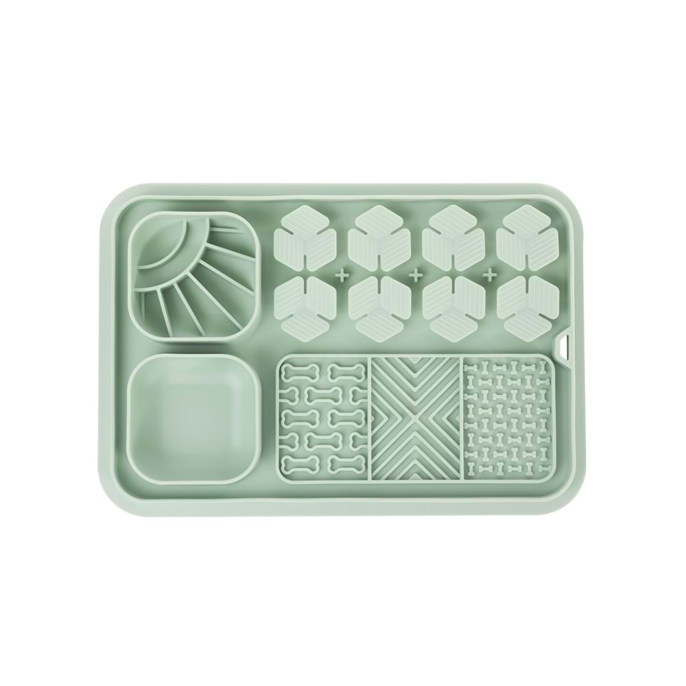 60568903 M-PETS LECCA PRO 6İN1 YAVAŞ BESLENME VE YALAMA MATI GREEN (S)