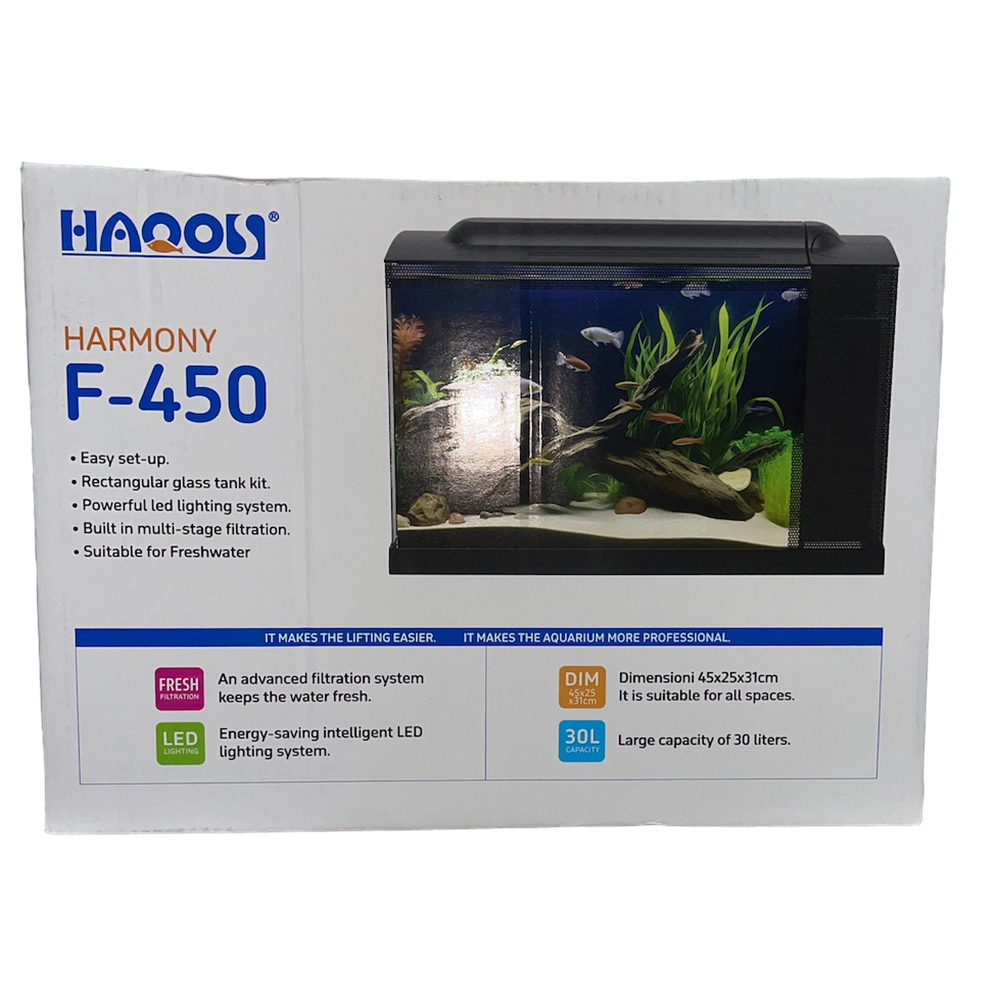 HAQOS HARMONY F-450 LED AYDINLATMALI AKVARYUM 30L BLACK