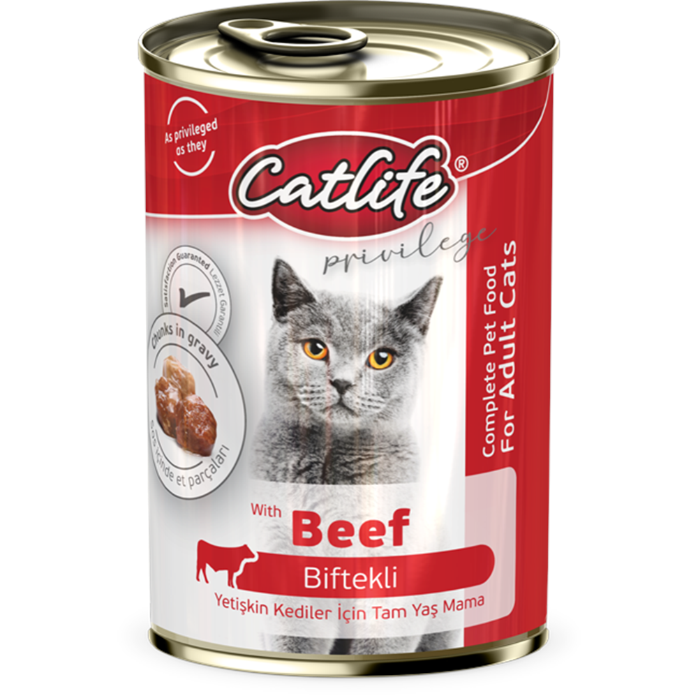 CLF15 CATLİFE BİFTEKLİ KEDİ KONSERVE 400GR 12Lİ
