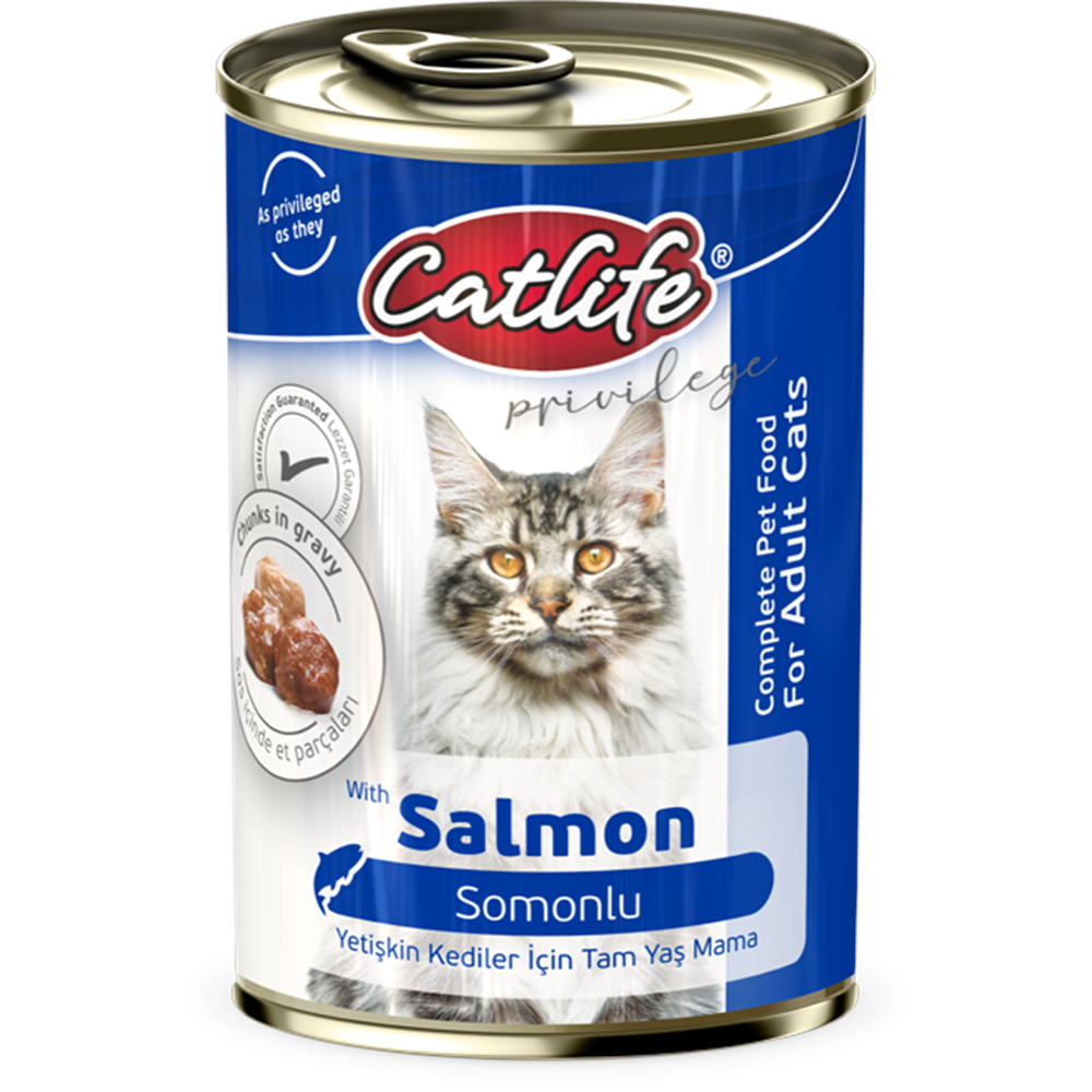 CLF16 CATLİFE SOMONLU KEDİ KONSERVE 400GR 12Lİ