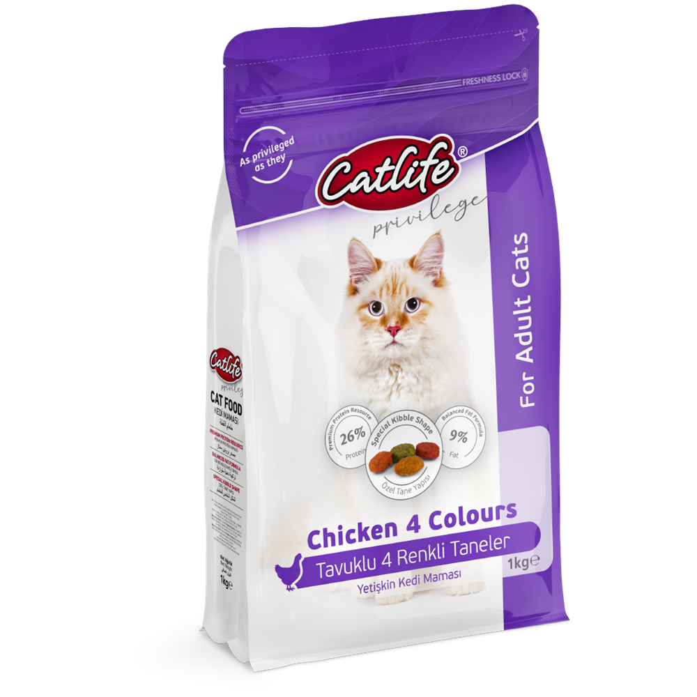 CLFD10-CATLİFE TAVUKLU MULTİCOLOR YETİŞKİN KEDİ MAMASI 1KG