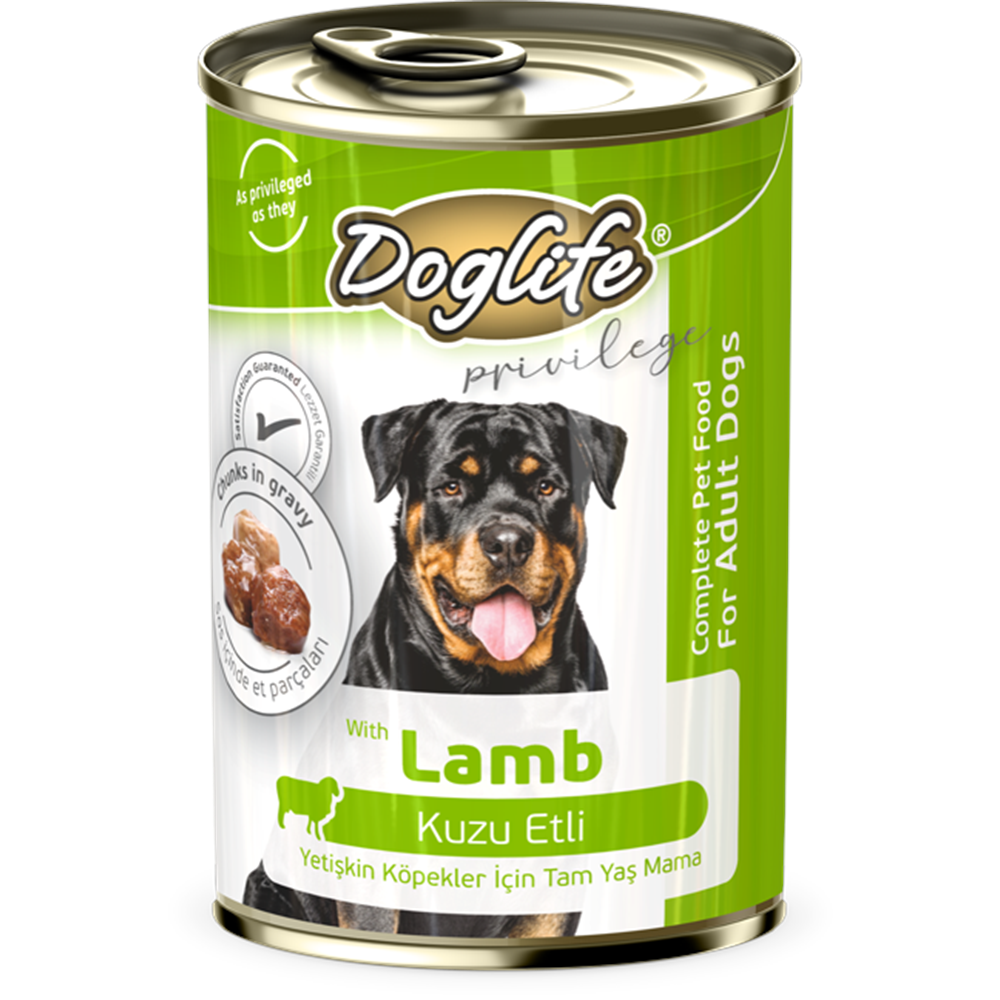 DLF12 DOGLİFE KUZU ETLİ KÖPEK KONSERVE 400GR 12Lİ