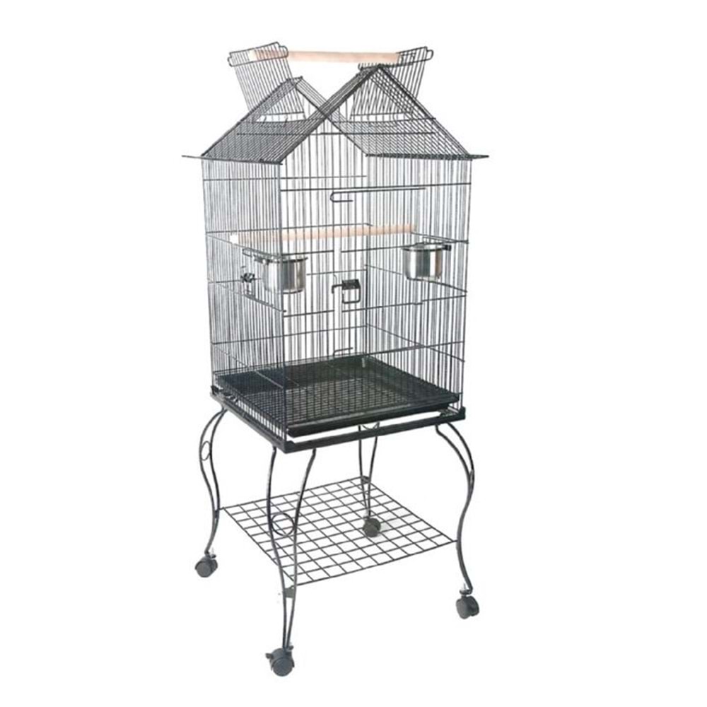 H06-BİRDLİFE SEHPALI PAPAĞAN KAFESİ SİYAH 51X51X140