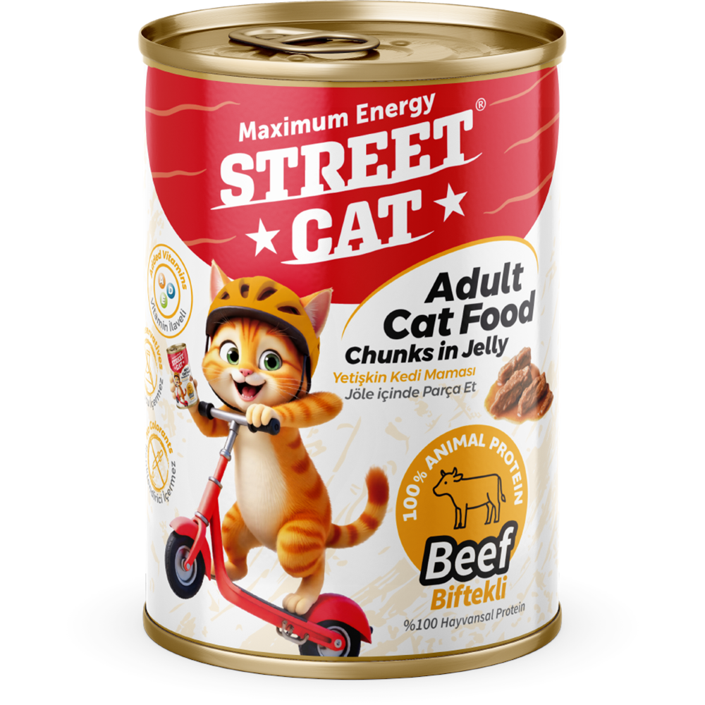 STC4080 STREET CAT CHUNKS İN JELLY BİFTEKLİ KEDİ KONSERVE 400GR 12Lİ