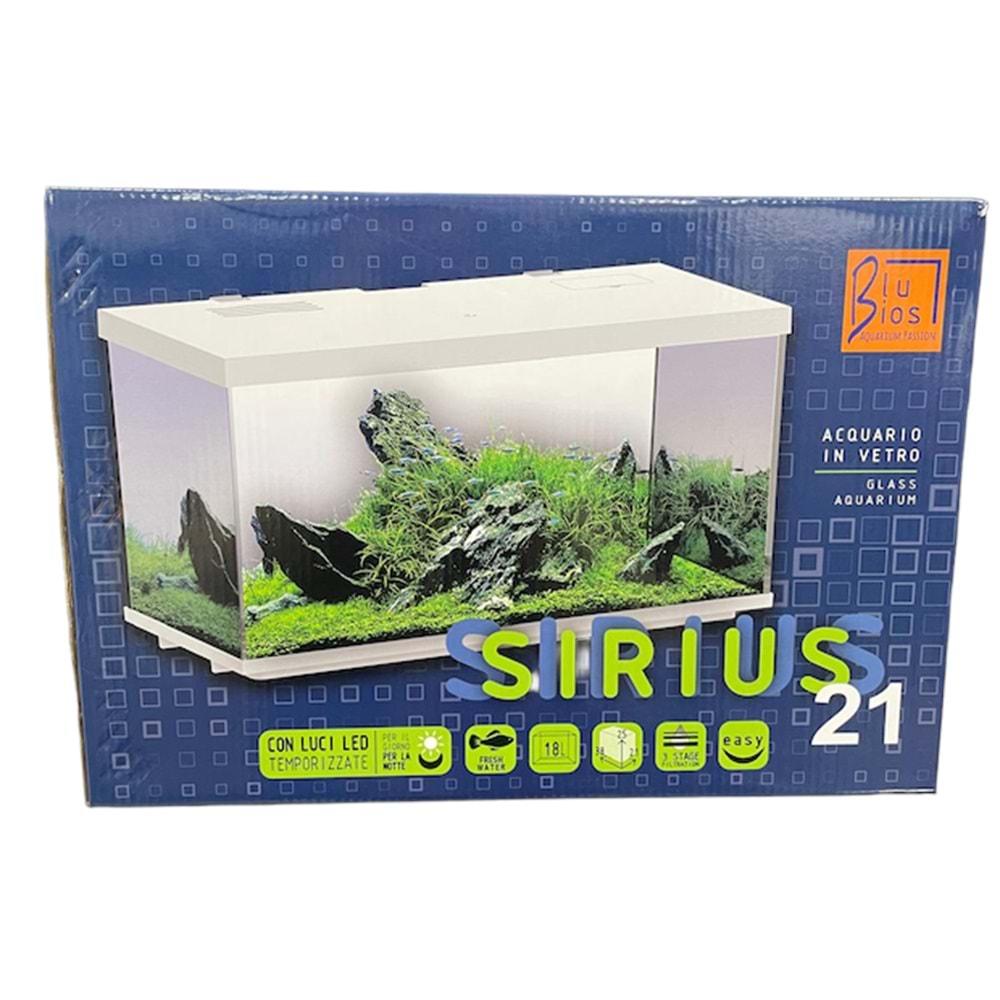 BLUBİOS SIRIUS 21 LED AYDINLATMALI AKVARYUM 18L BLACK