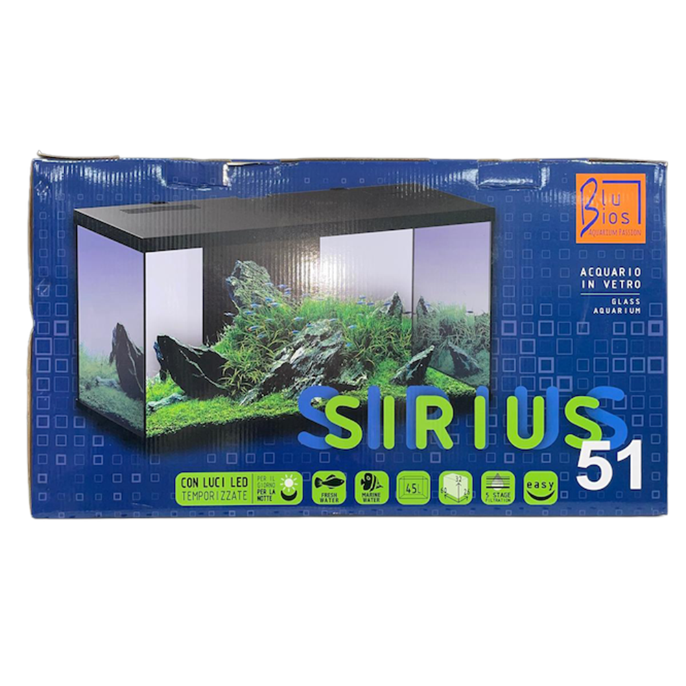 BLUBİOS SIRIUS 51 LED AYDINLATMALI AKVARYUM 45L BLACK