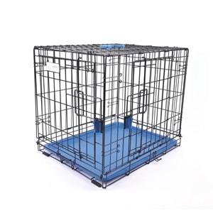 10450617 M-PETS VOYAGER KÖPEK KAFESİ 2 KAPILI (M) MAVİ 76X48X53CM