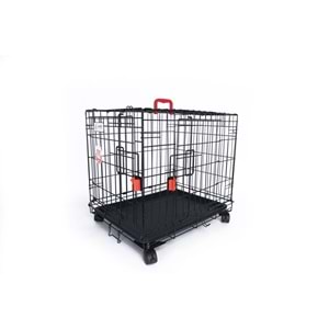 10451708 M-PETS VOYAGER TEKERLEKLİ KÖPEK KAFESİ 2 KAPILI (M) SİYAH 76X48X53CM