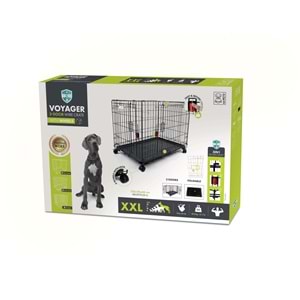 10452008 M-PETS VOYAGER TEKERLEKLİ KÖPEK KAFESİ 2 KAPILI (XXL) SİYAH 122X76X84CM