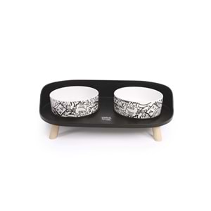 10554199 M-PETS ALTITUDE URBAN STYLE 2Lİ MAMA KABI STANDI BLACK&WHİTE