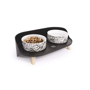 10554199 M-PETS ALTITUDE URBAN STYLE 2Lİ MAMA KABI STANDI BLACK&WHİTE
