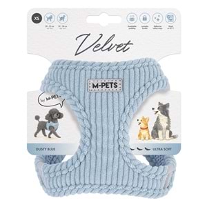 10859099 M-PETS VELVET DOG GÖĞÜS TASMASI BLUE (XS)