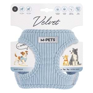 10859199 M-PETS VELVET DOG GÖĞÜS TASMASI BLUE (S)