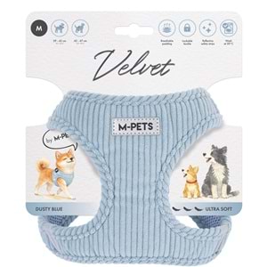 10859299 M-PETS VELVET DOG GÖĞÜS TASMASI BLUE (M)