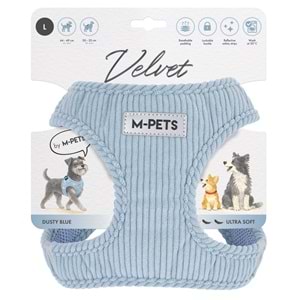 10859399 M-PETS VELVET DOG GÖĞÜS TASMASI BLUE (L)