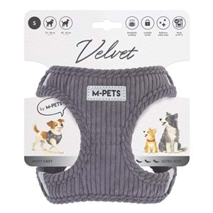10860613 M-PETS VELVET DOG GÖĞÜS TASMASI GRİ (S)