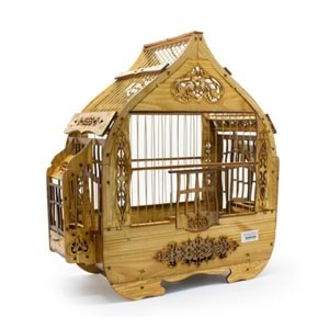 07328-BİRDLİFE DAMLA LÜX OYMALI AHŞAP KUŞ KAFESİ 36X18,5X45CM