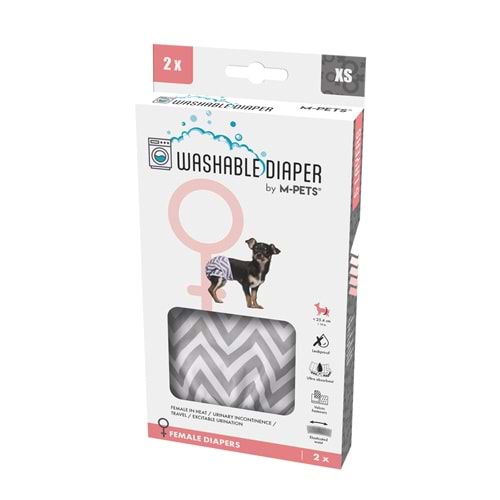 10180099 M-PETS DİŞİ KÖPEKLER İÇİN YIKANABİLİR KÜLOT 2Lİ (XS)