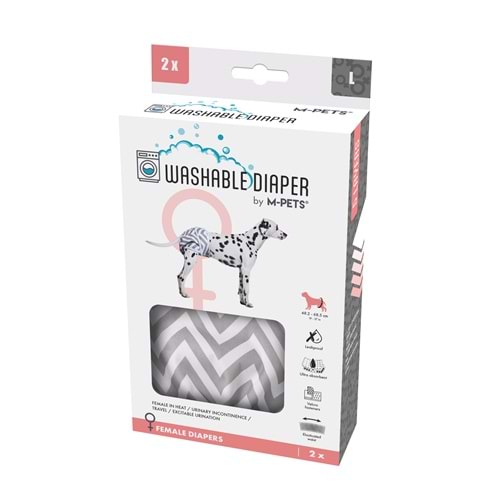 10180399 M-PETS DİŞİ KÖPEKLER İÇİN YIKANABİLİR KÜLOT 2Lİ (L)
