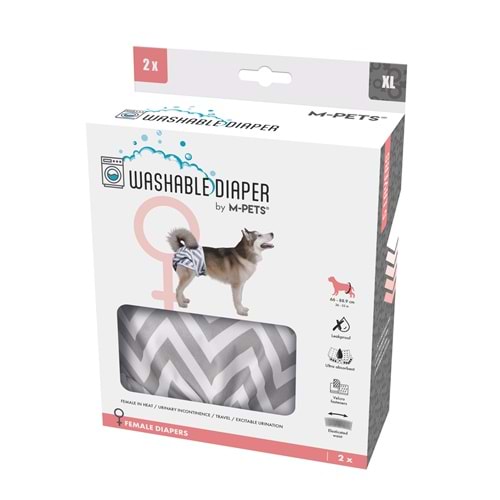 10180499 M-PETS DİŞİ KÖPEKLER İÇİN YIKANABİLİR KÜLOT 2Lİ (XL)