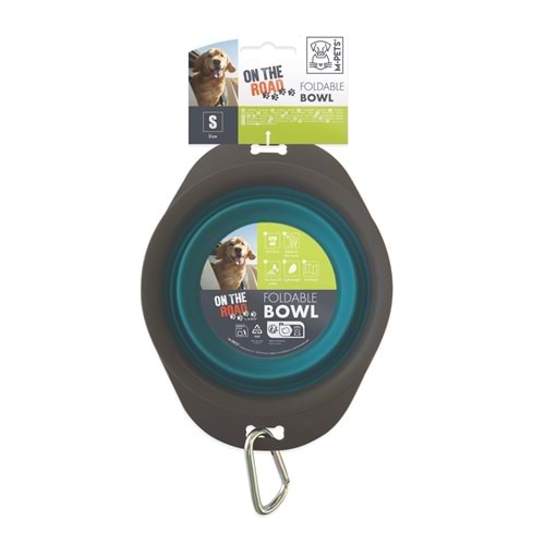 10552399 M-PETS ON THE ROAD KATLANABİLEN MAMA KABI (S) 420ML TURKUAZ/BROWN