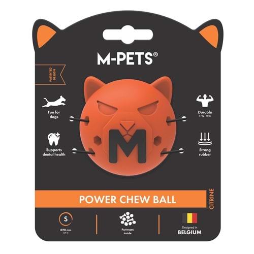 10678816 M-PETS POWER CHEW BALL KAUÇUK KÖPEK OYUNCAĞI CITRINE (S)