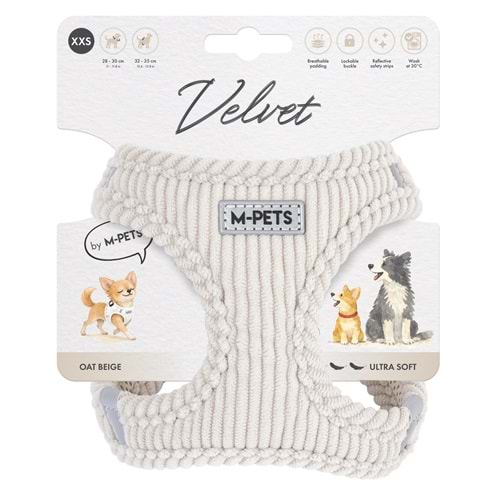 10859912 M-PETS VELVET DOG GÖĞÜS TASMASI BEJ (XXS)