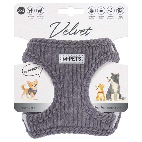 10860013 M-PETS VELVET DOG GÖĞÜS TASMASI GRİ (XXS)