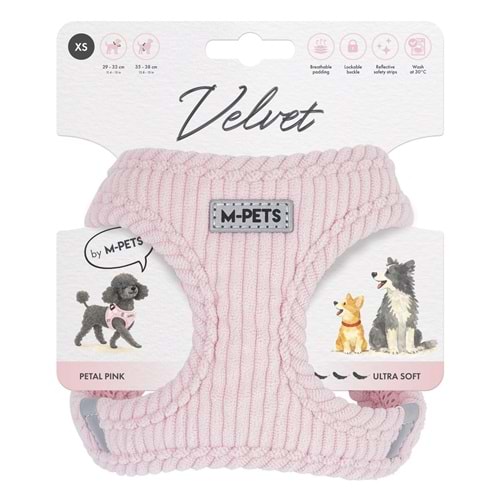 10860107 M-PETS VELVET DOG GÖĞÜS TASMASI PİNK (XS)