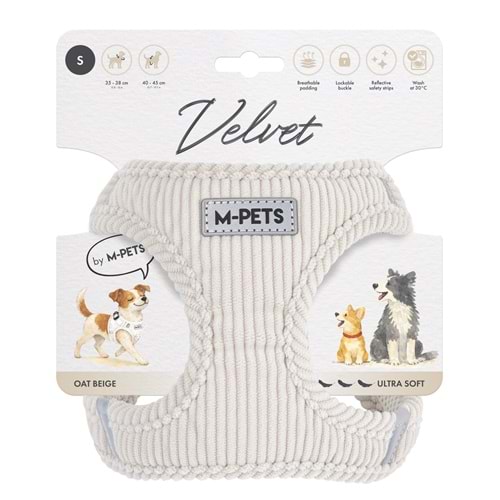 10860512 M-PETS VELVET DOG GÖĞÜS TASMASI BEJ (S)
