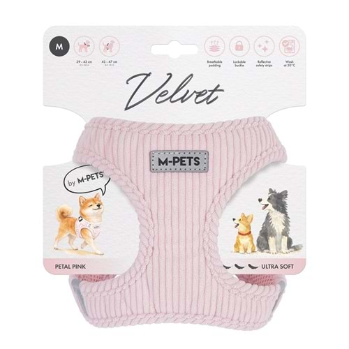 10860707 M-PETS VELVET DOG GÖĞÜS TASMASI PİNK (M)