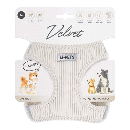 10860812 M-PETS VELVET DOG GÖĞÜS TASMASI BEJ (M)