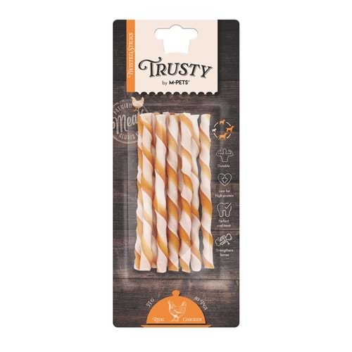 19047299 M-PETS TRUSTY CHICKEN TWISTED STICKS 10LU 55GR/12,7CM