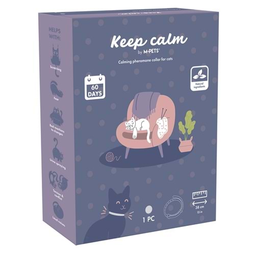 20123299 M-PETS KEEP CALM CALMİNG SAKİNLEŞTİCİ KEDİ TASMASI GRİ