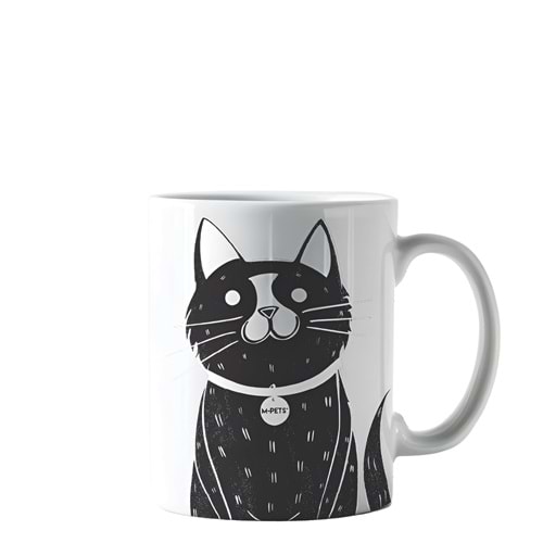 60004099 M-PETS PETJOY MOONPİE KUPA 350ML BLACK&WHİTE