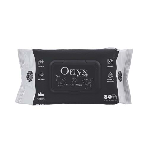 60106401 M-PETS ONYX KOKUSUZ KEDİ ve KÖPEKLER İÇİN TEMİZLEME MENDİLİ 80Lİ