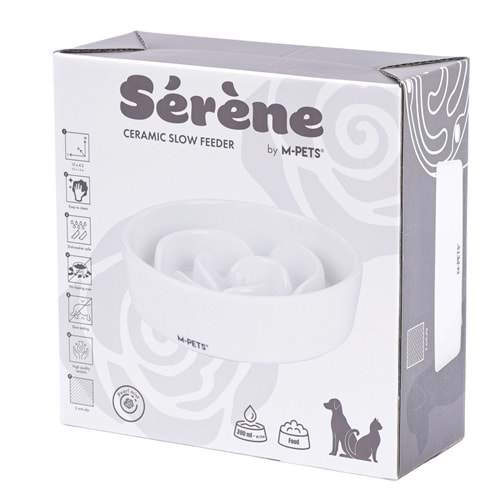 60531801 M-PETS SERENE ROSE SERAMİK YAVAŞ YEME MAMA KABI 300ML WHİTE