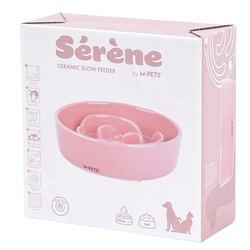 60531907 M-PETS SERENE ROSE SERAMİK YAVAŞ YEME MAMA KABI 300ML PİNK