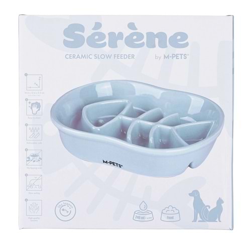 60532417 M-PETS SERENE FISH SERAMİK YAVAŞ YEME MAMA KABI 240ML LIGHT BLUE