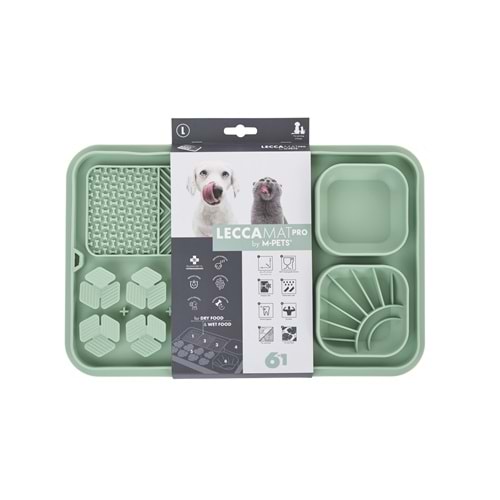60569203 M-PETS LECCA PRO 6İN1 YAVAŞ BESLENME VE YALAMA MATI GREEN (L)