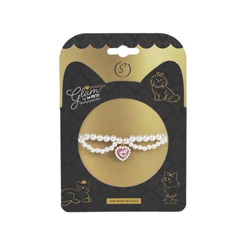 60801799 M-PETS GLAM PRESTİGE AKSESUAR KALP KOLYE PEMBE (S)