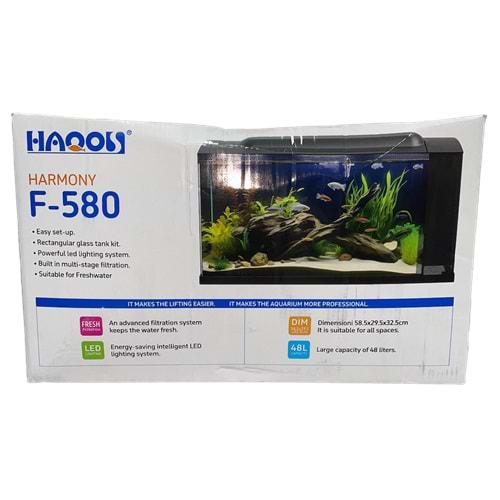 HAQOS HARMONY F-580 LED AYDINLATMALI AKVARYUM 48L BLACK