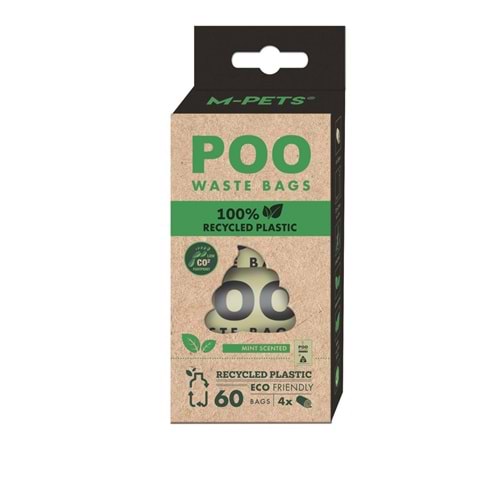 10171199 M-PETS POO 100% RECYCLED DIŞKI POŞETİ NANE KOKULU 4X15 YAPRAK