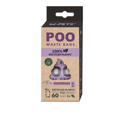 10171399 M-PETS POO 100% RECYCLED DIŞKI POŞETİ LAVANTA KOKULU 4X15 YAPRAK