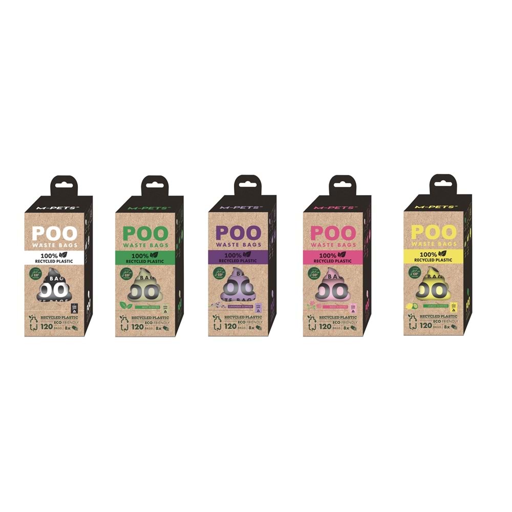 10171899 M-PETS POO 100% RECYCLED DIŞKI POŞETİ LİMON KOKULU 8X15 YAPRAK