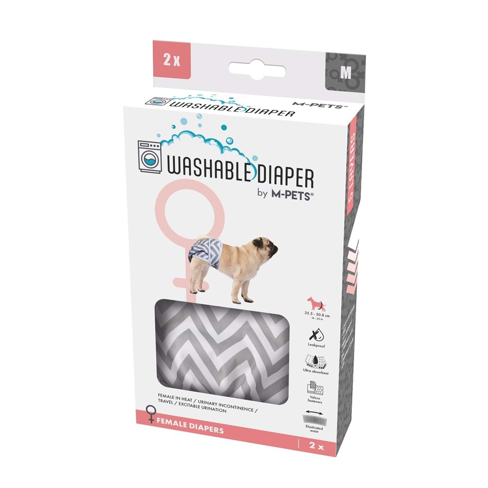 10180299 M-PETS DİŞİ KÖPEKLER İÇİN YIKANABİLİR KÜLOT 2Lİ (M)