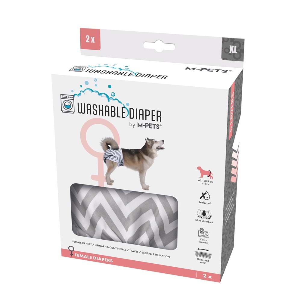 10180499 M-PETS DİŞİ KÖPEKLER İÇİN YIKANABİLİR KÜLOT 2Lİ (XL)