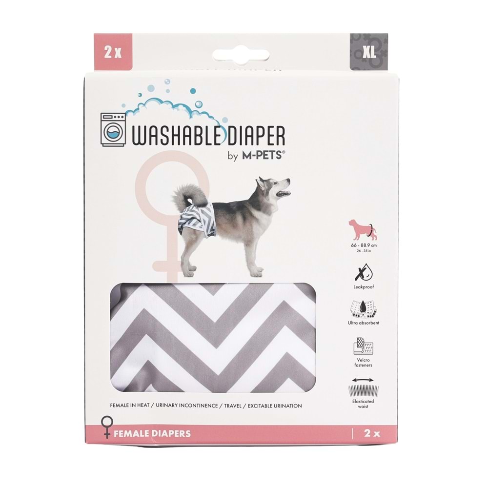 10180499 M-PETS DİŞİ KÖPEKLER İÇİN YIKANABİLİR KÜLOT 2Lİ (XL)
