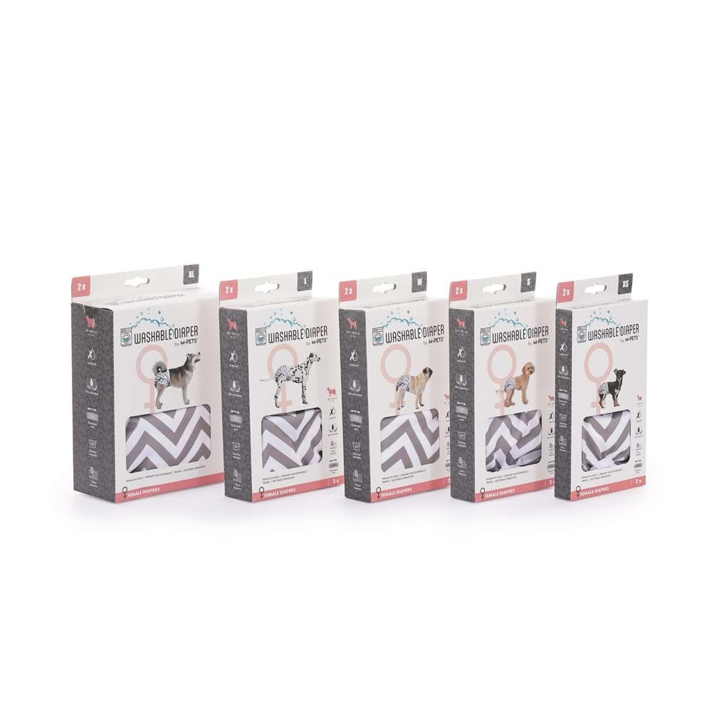 10180499 M-PETS DİŞİ KÖPEKLER İÇİN YIKANABİLİR KÜLOT 2Lİ (XL)